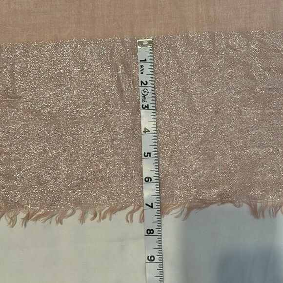 Elegant Sheer Pink Shawl with silver metallic trim 41”x76” EUC - Picture 6 of 8